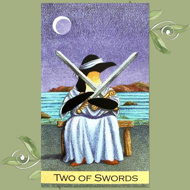 Mystical Penguin Tarot - Two of Swords