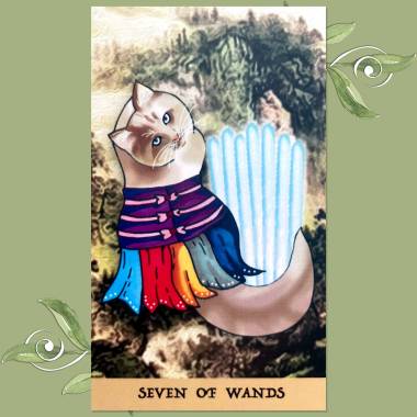 Cat Warrior Tarot - Seven of Wands